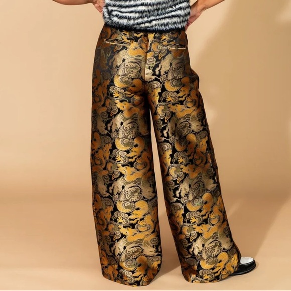Dressed in Lala Dragon Brocade Wide Leg Pants Medium - Picture 3 of 10
